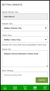 2. Klik sidebar menu pada pojok kanan bawah, kemudian klik menu setting website.